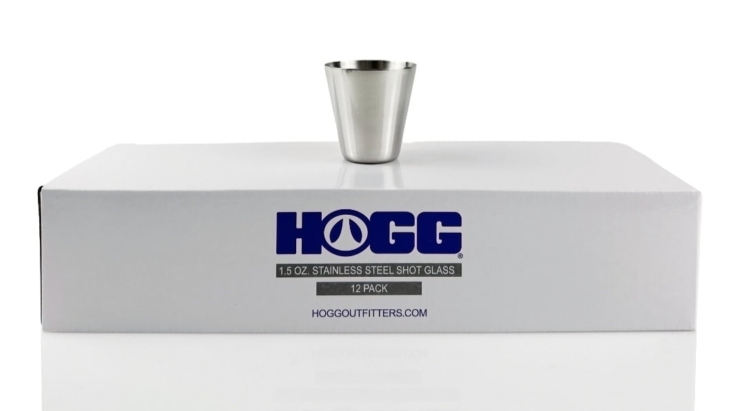 Customizable 1.5 oz stainless steel shot glass.